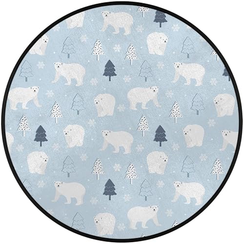 Miniatura 2 de Cute Bear Christmas Winter 05 Round Area Rug 3ft Machine Washable Circular Rugs for Dining Room Table Bedroom Playroom Throw Rugs for Dog Living