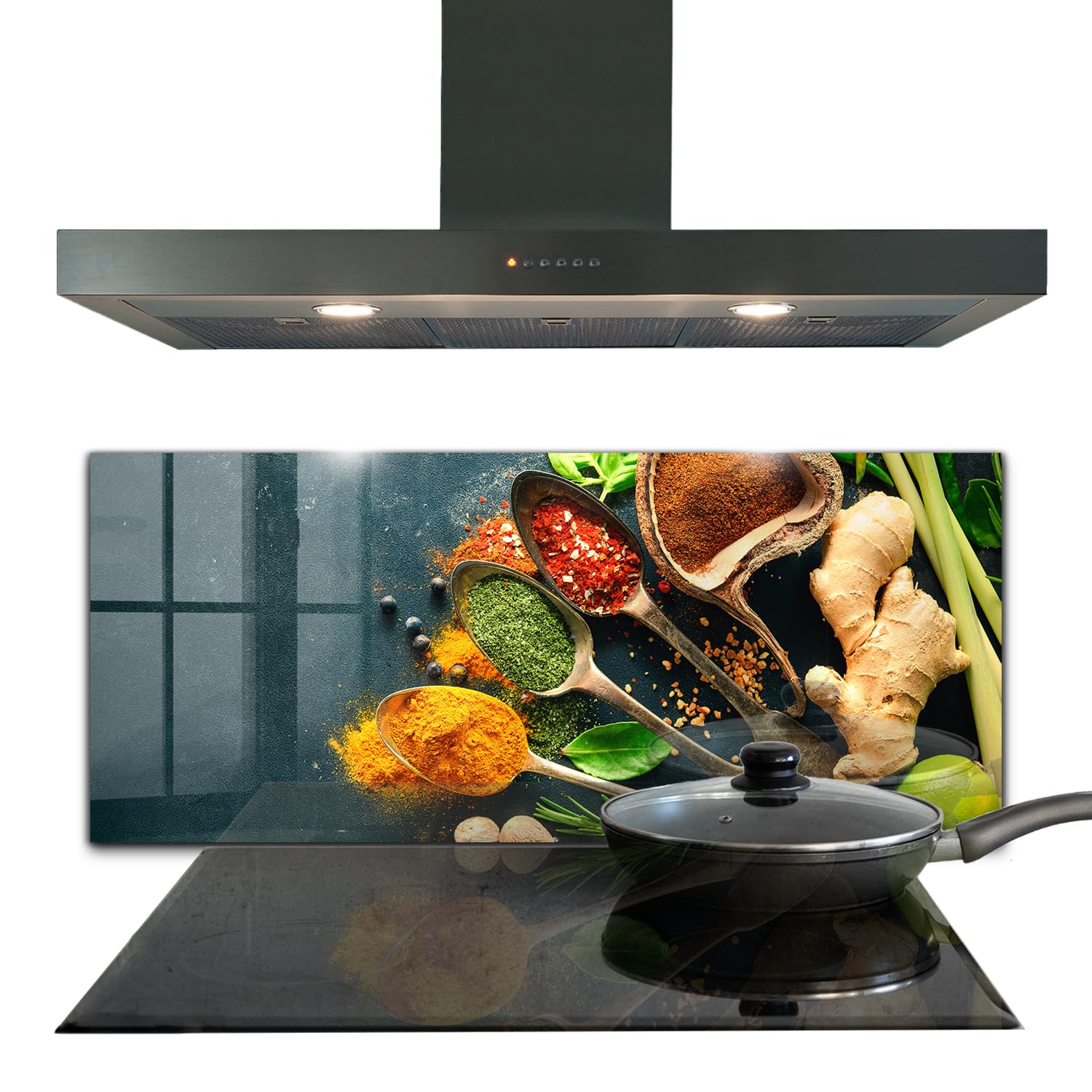Panneau de cuisine en verre trempé Wallfluent 125x50 cm haut de gamme pour intérieur