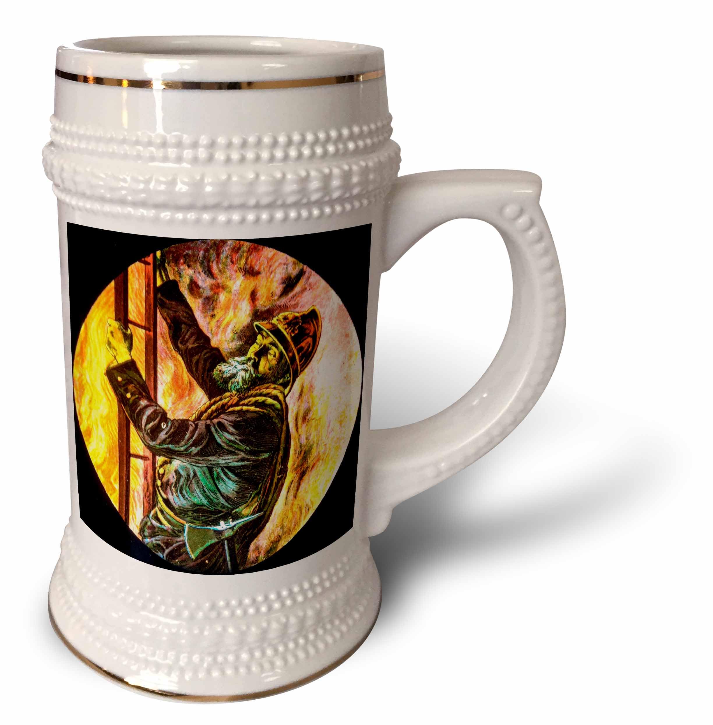 Taza Stein de bombero victoriano de 18 oz blanca para coleccionistas retro
