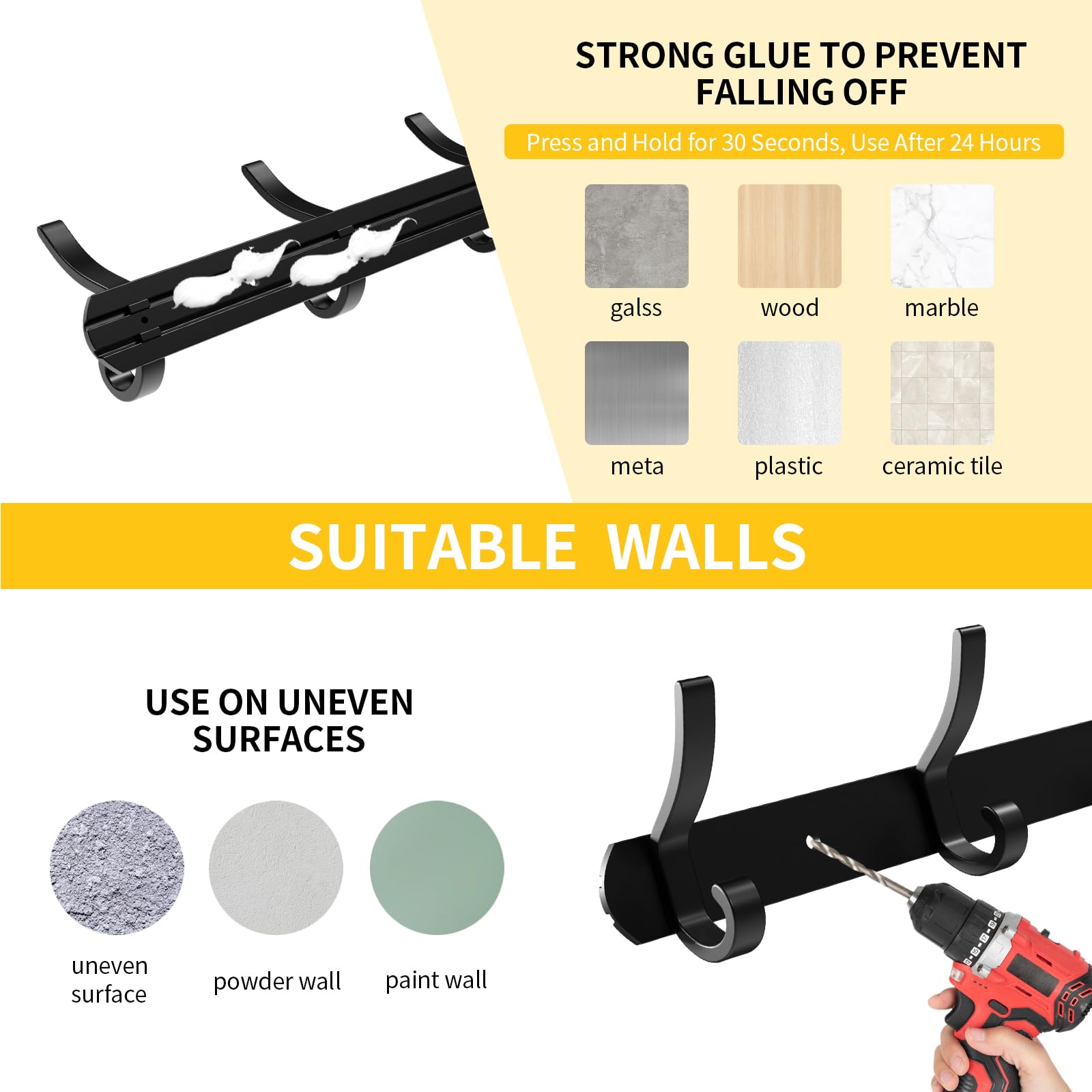 Ganci Da Parete Appendiabiti - 2 Pezzi In Metallo Per Cappotti, Sciarpe E Cappelli - Foto 9