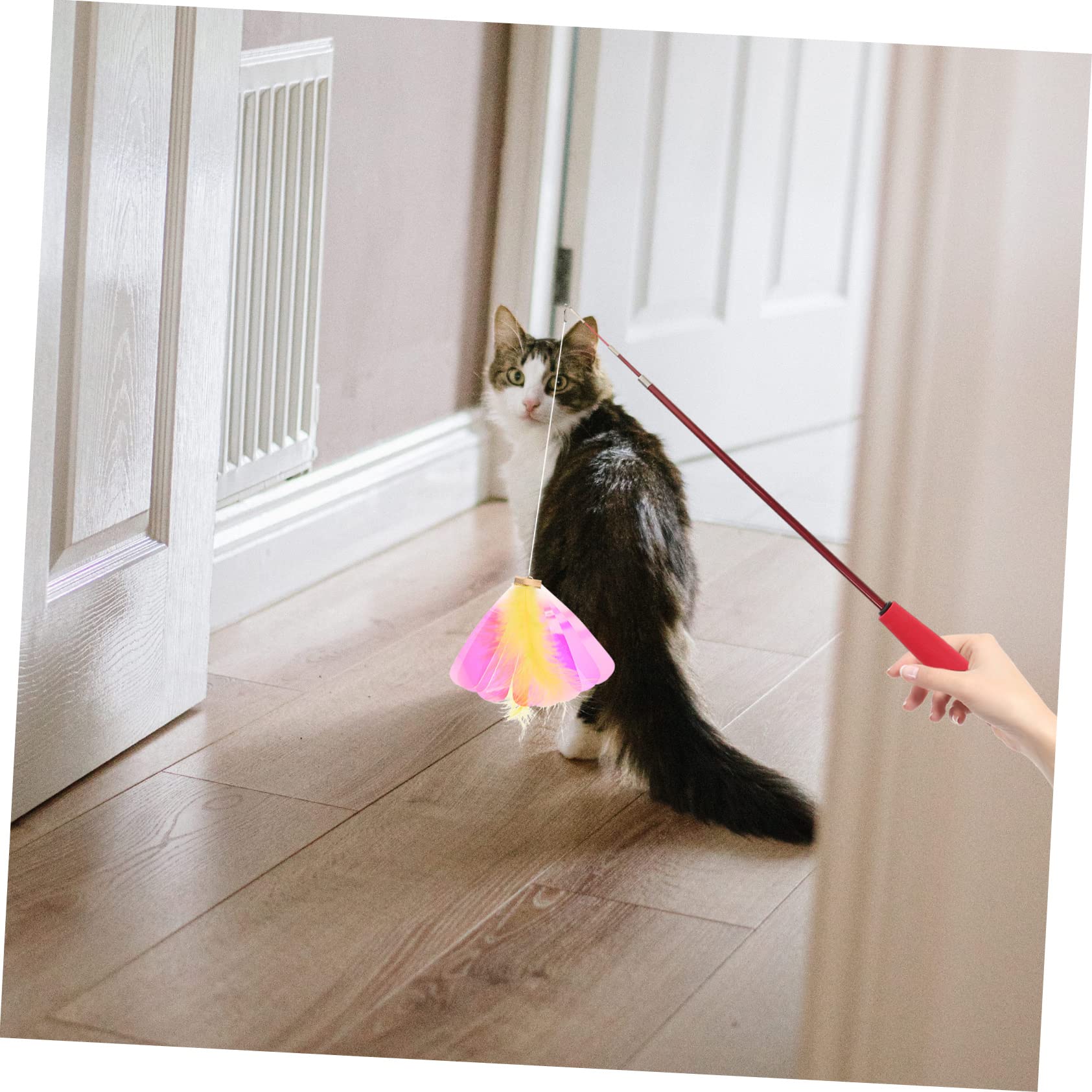 Mipcase 32stücke Katzenangel Nachfüllset Interaktives Katzenspielzeug Mit Bunten Libellen Und Schmetterlingen Ersatz Für Katzenangel Fördert Spiel Und