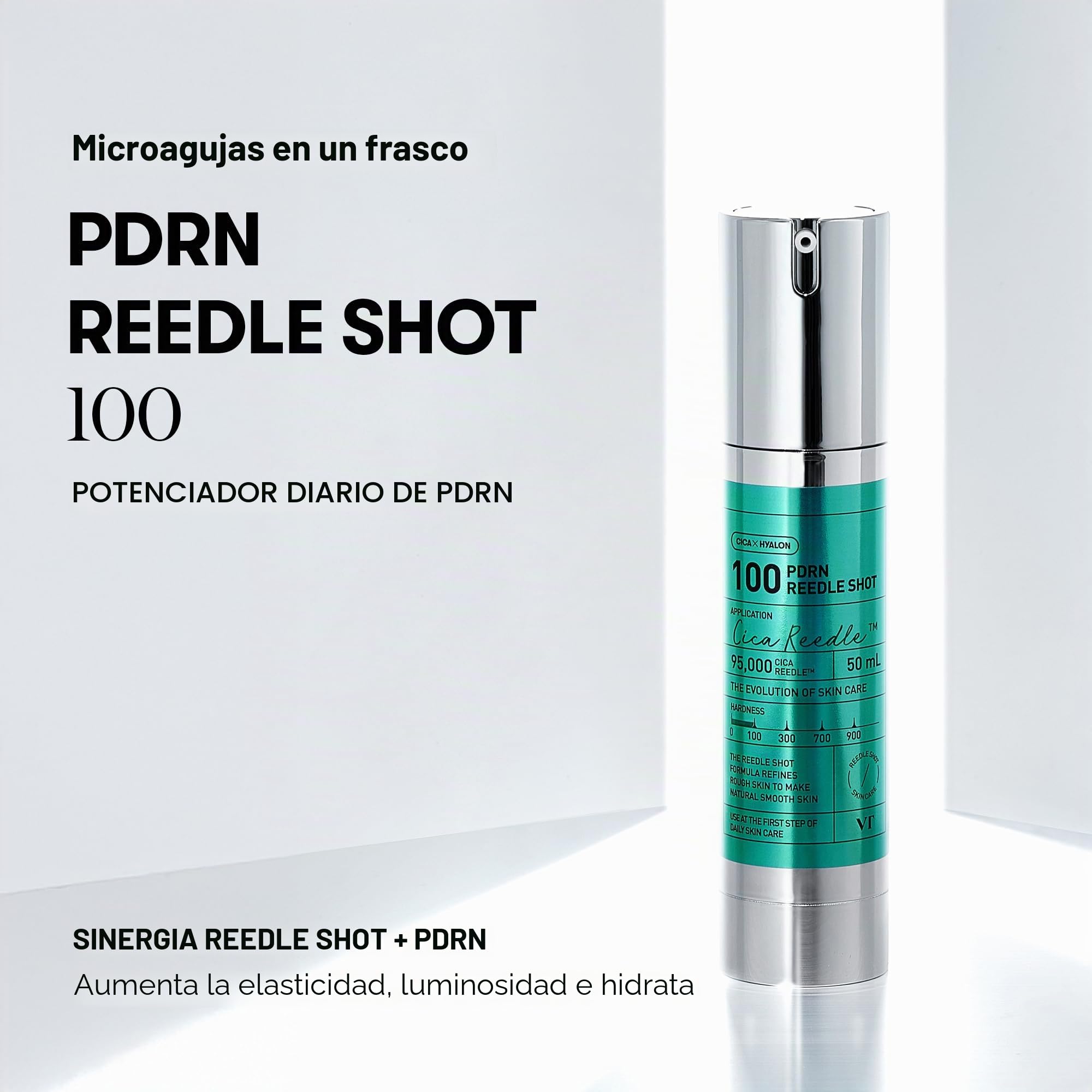 VT COSMETICS PDRN Reedle Shot 100, Spicule Microneedling Serum, Vegan PDRN, Centella Asiática, Ácido Hialurónico, Exfoliante y Plumping for Glass Skin, Korean Liquid Skin Booster 1.69 Fl Oz (50 ml)
