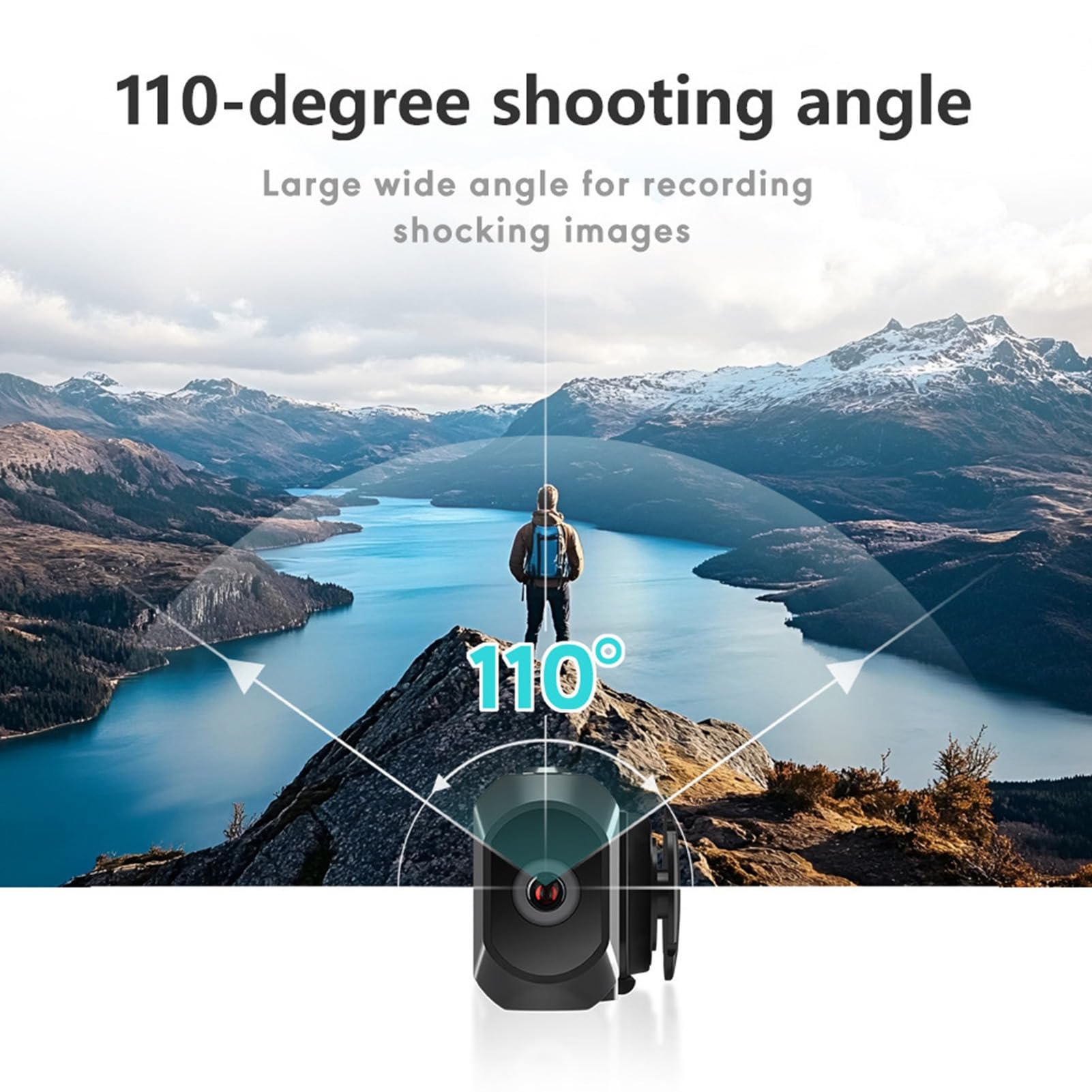 Cuifati 2,7K 30fps Kopfkamera, 12MP Tragbarer Video-Camcorder 110° Weitwinkel, Anti-Shake-Körperkamera, Vlog-Kamera für Radsport, APP-Fotoübertragung