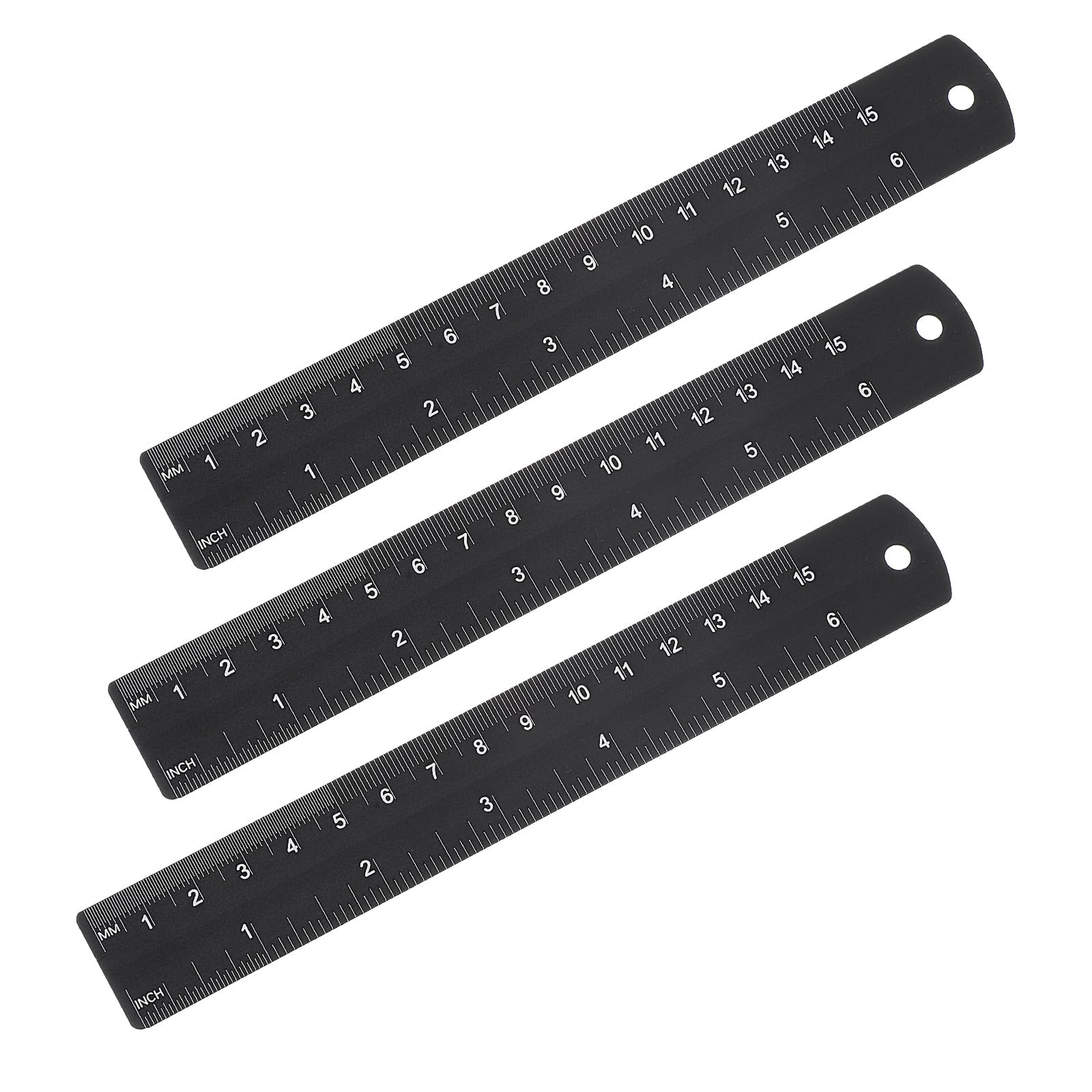 3 PCS Metal Ruler, Aluminum 6 Inch Metal Ruler, Black Straight Edge Rulers Drafting Scale Machinist Ruler, Aluminum Desk Rulers for Students, Machinist and Drafting