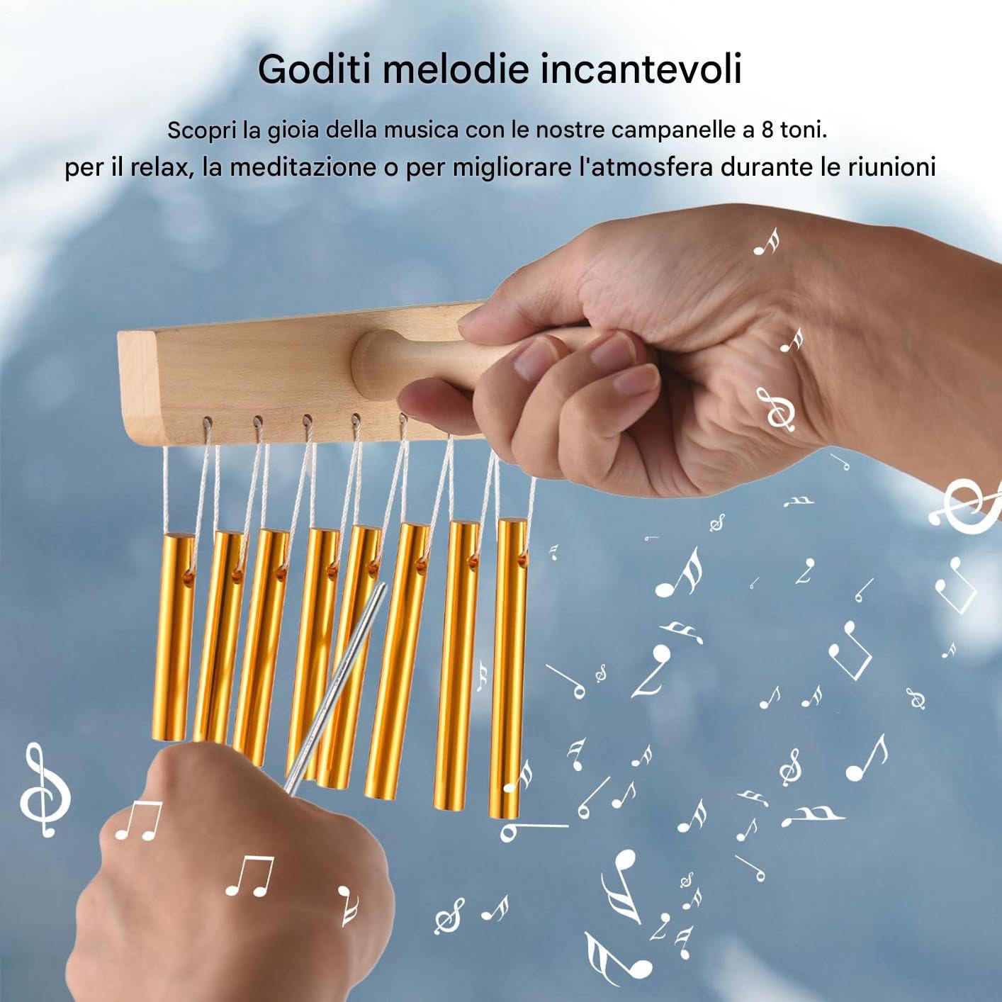 CHIME DI MEDITAZIONE, CHIMES MANI, Campane di in tubo di alluminio, Strumenti di guarigione del suono, arredamento musicale, strumenti a percussione a mano per la decorazione in classe