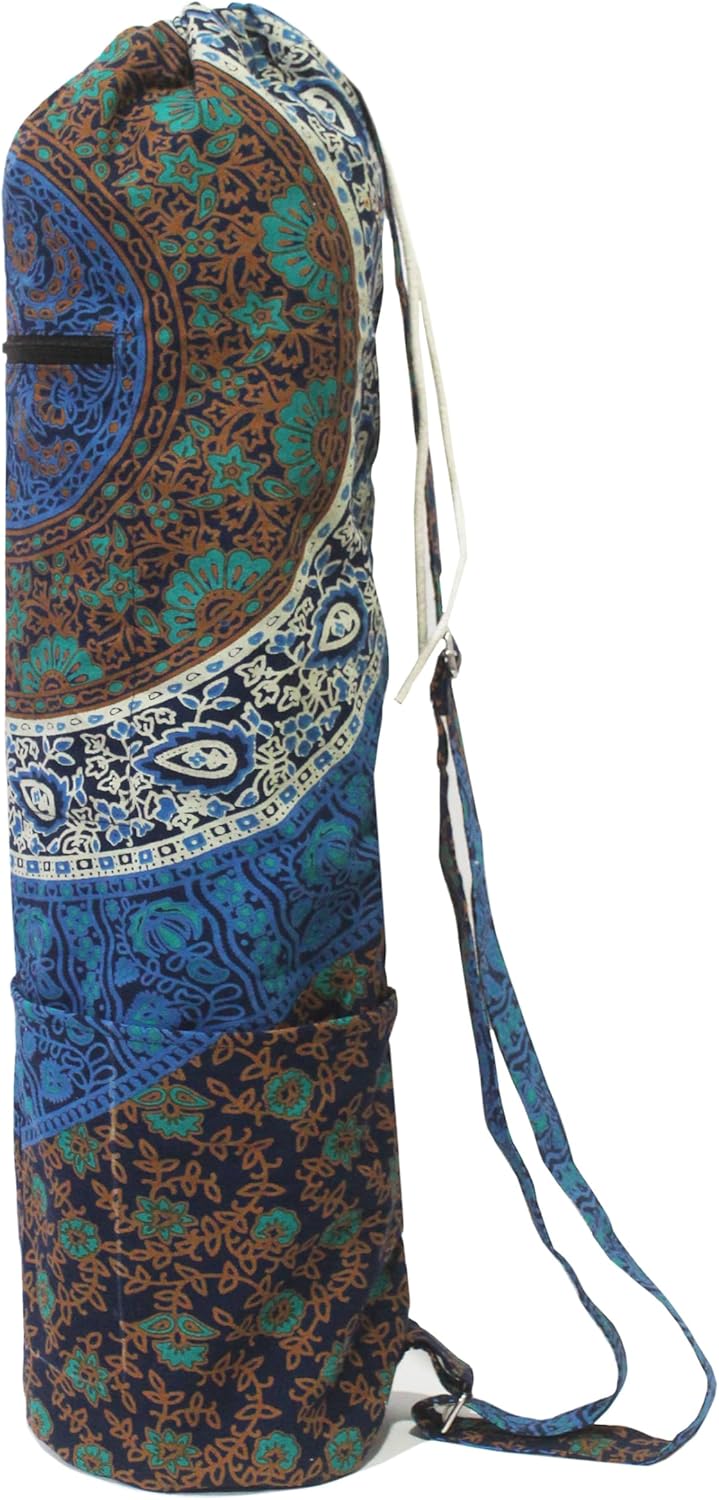 INDIAN CRAFT CASTLE Yoga Mat Bag, Full-Zipper Yoga Mat Carrier with Adjustable Strap, Front & Exterior Phone Pocket, Stylish & Functional Fitness Mat Holder for Women & Men