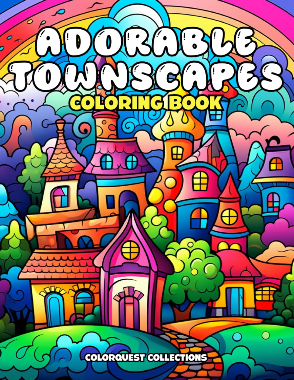 Adorable Townscapes Coloring Book: Fun Kawaii Homes Coloring Pages for Kids, Teens, and Adults (Kawaii Village Coloring Books)