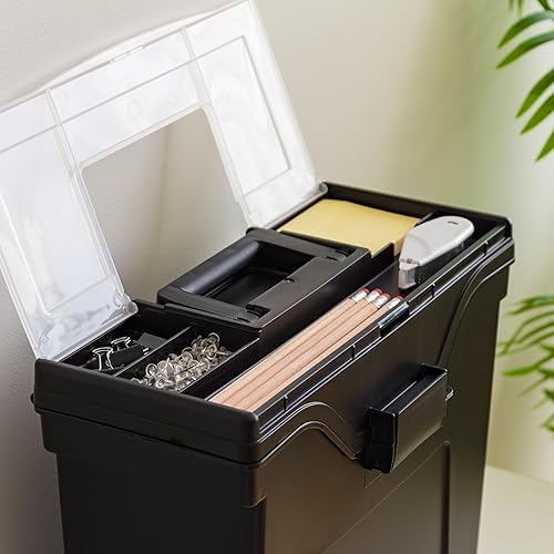 Miniatura 7 de IRIS USA Slim - Caja de almacenamiento portátil para cartasarchivos legales, paquete de 4, contenedor de almacenamiento de plástico sin BPA con tapa