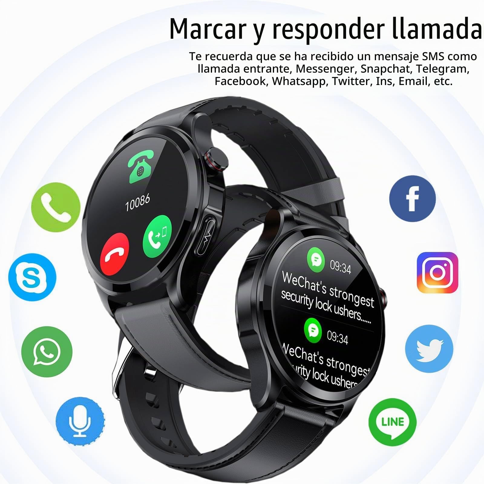 Reloj Inteligente ECG, 1,39 Pulgadas Impermeable Smartwatch con Presión Arterial, SpO2, Frecuencia Cardíaca, Mensajes y Recordatorio de Llamadas para Android iOS (Negro, TPU 22mm)