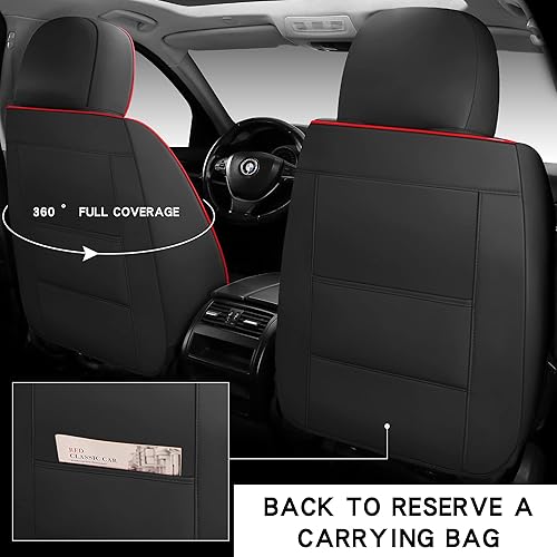 Miniatura 4 de 01 - Juego completo de 5 fundas de asiento de automóvil con cuero impermeable, compatible con bolsas de aire, ajuste universal para la mayoría de
