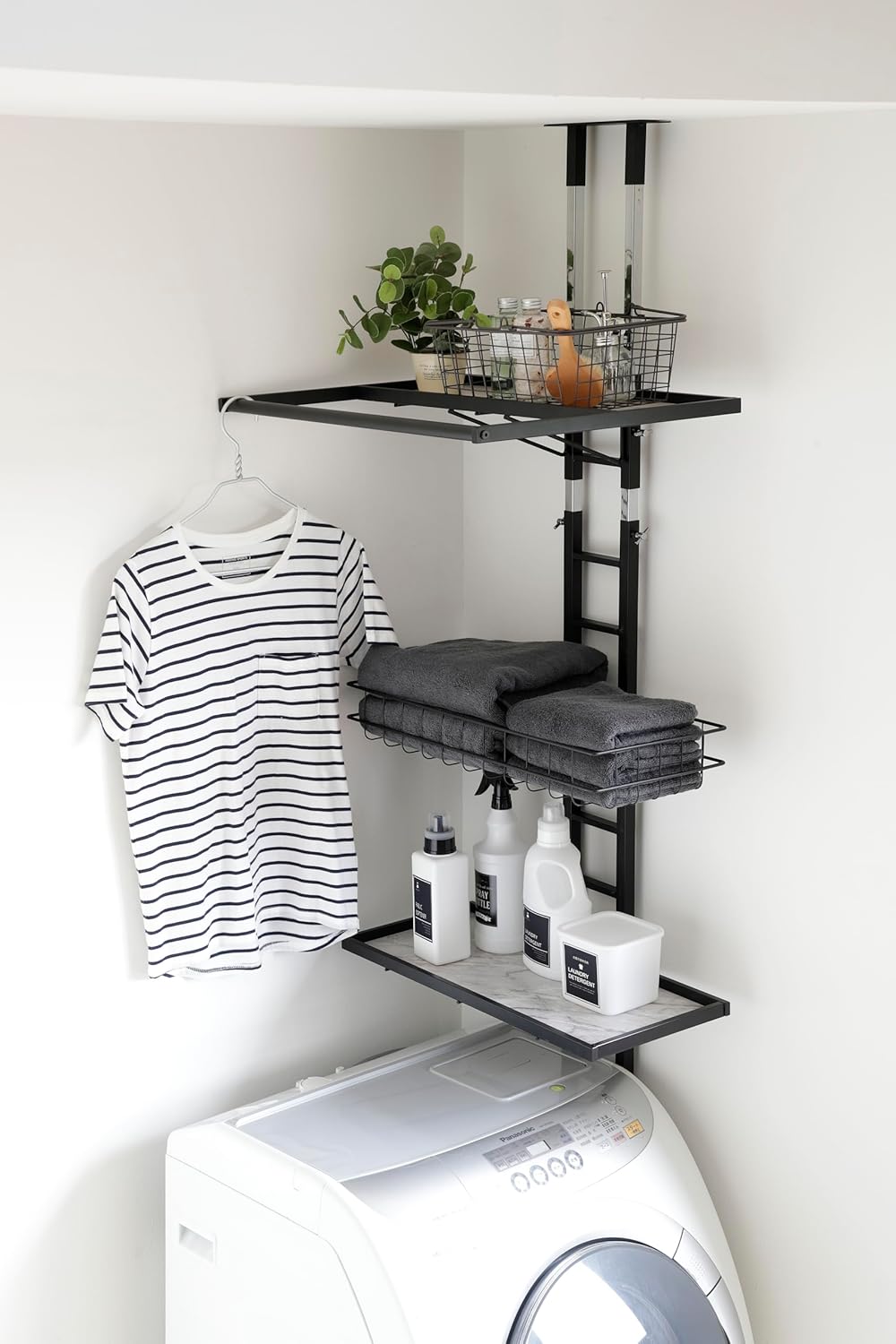 突っ張り式ランドリーラック Leith〔レイス〕 突っ張り式ランドリーラック Leith(レイス)カゴ付きタイプ