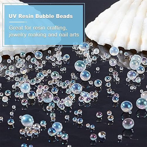 Miniatura 6 de OLYCRAFT Cuentas de burbujas de vidrio de 7.41 oz de 1 a 0.118 in sin agujero, cuentas iridiscentes de gotas de agua, cuentas de vidrio iridiscente
