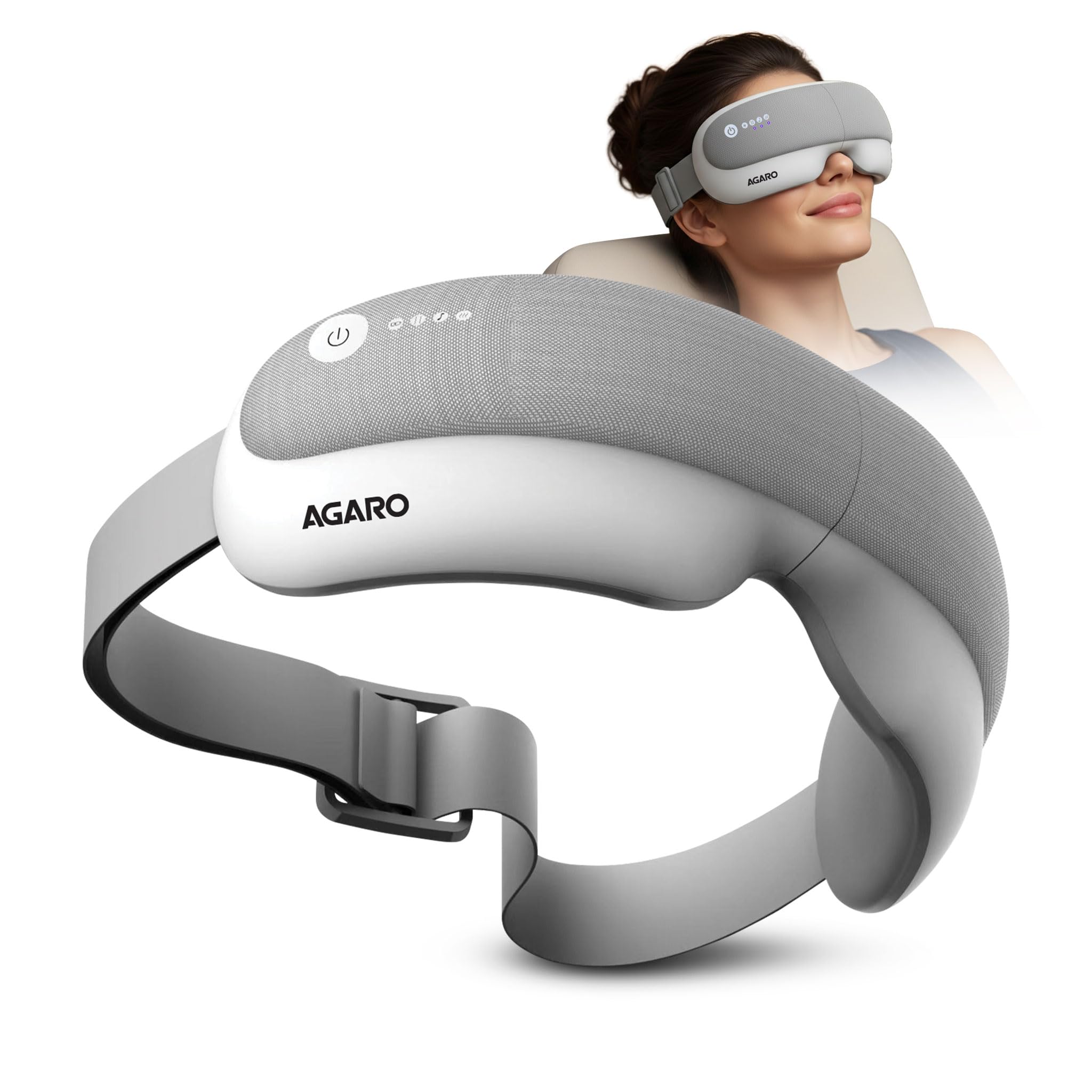 AGARO Elite Eye Massager with Air Compression, Rechargeable, Heat & Vibration | Bluetooth Music | Foldable Design | 5 Relaxation Modes | Adjustable Headband | Ideal for Screen Fatigue & Daily Eye Relaxation-picture-10