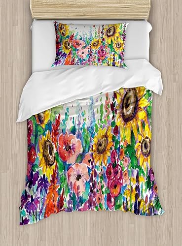 Miniatura 604 de Ambesonne Juego de funda de edredón de brújula, ilustración de mapa del mundo, marinero marítimo, equipo de vida monocromático, juego de ropa