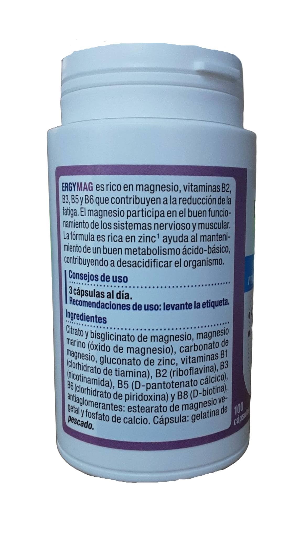 Pack 2x Ergy Mag 90 Cápsulas - Total 180 cápsulas | Nutergia | Complemento Alimenticio con Magnesio, Zinc, Vitamina B y Taurina | Equilibrio Nervioso y Muscular