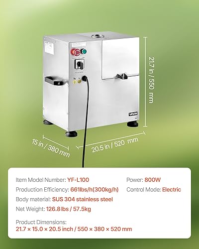 Miniatura 7 de VEVOR Exprimidor de caña de azúcar comercial, máquina exprimidora eléctrica de caña de azúcar de 800 W con 661 LBSH de alto rendimiento, 4 rodillos