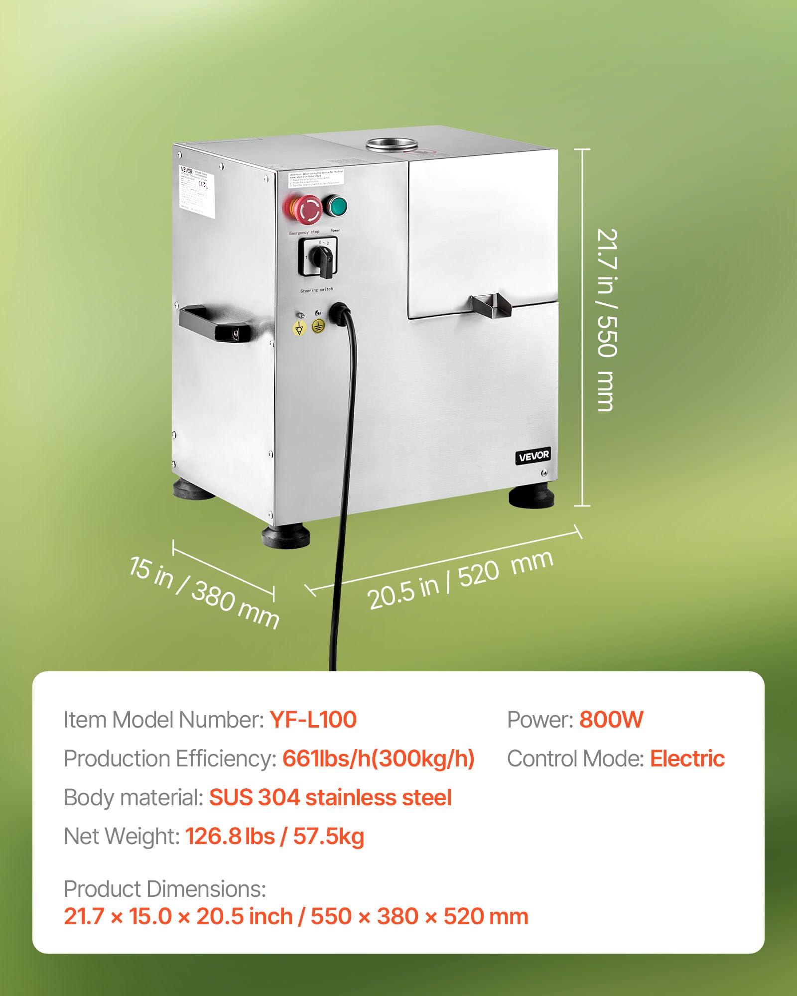 VEVOR Presse à Canne à Sucre Électrique 800 W, Extracteur de Jus de Canne à Sucre Haut Rendement de 300 kg/h, avec 4 Rouleaux en Acier Inoxydable, pour Restaurant Bar Stand Supermarché Boissons