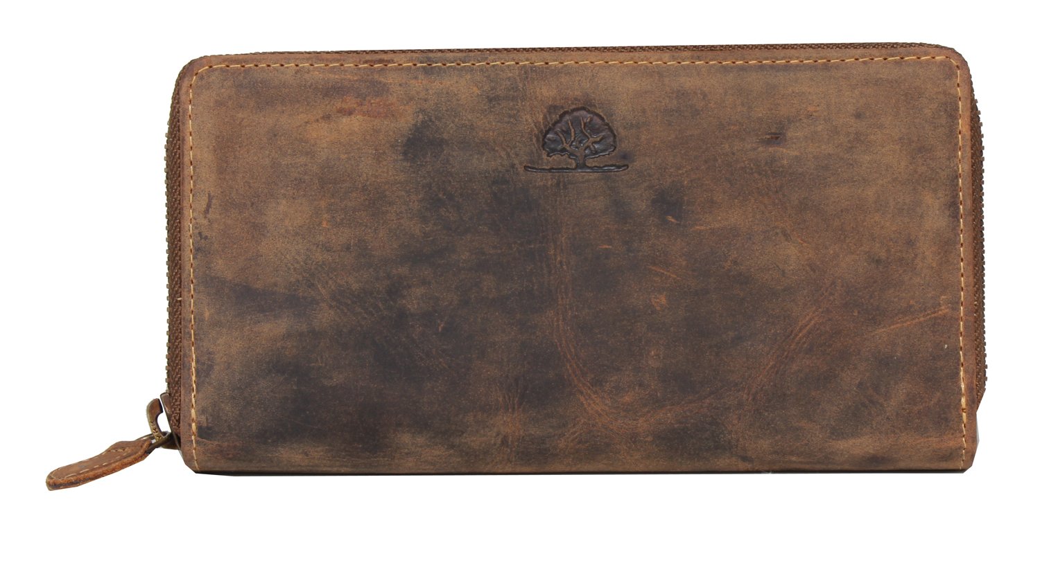 Greenburry Vintage Damen Geldbeutel Leder Geldbörse braun | 19 x 2,5 x 10 cm