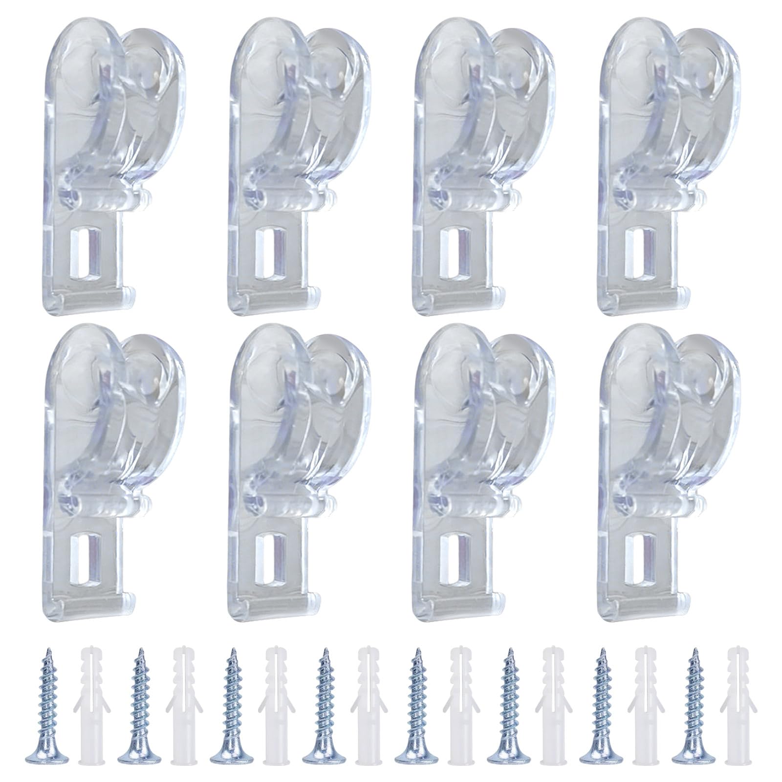 8Pcs Safety Chain Retainers & Cord Guides - Clear P Clip Hooks for Roller Blinds Cord, Bead Chain Tension Fixation, Window Shade Accessories