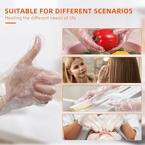 Miniatura 5 de 100 guantes de plástico desechables para manipulación de alimentos, guantes desechables para cocinar, cocina, limpieza, preparación de alimentos,