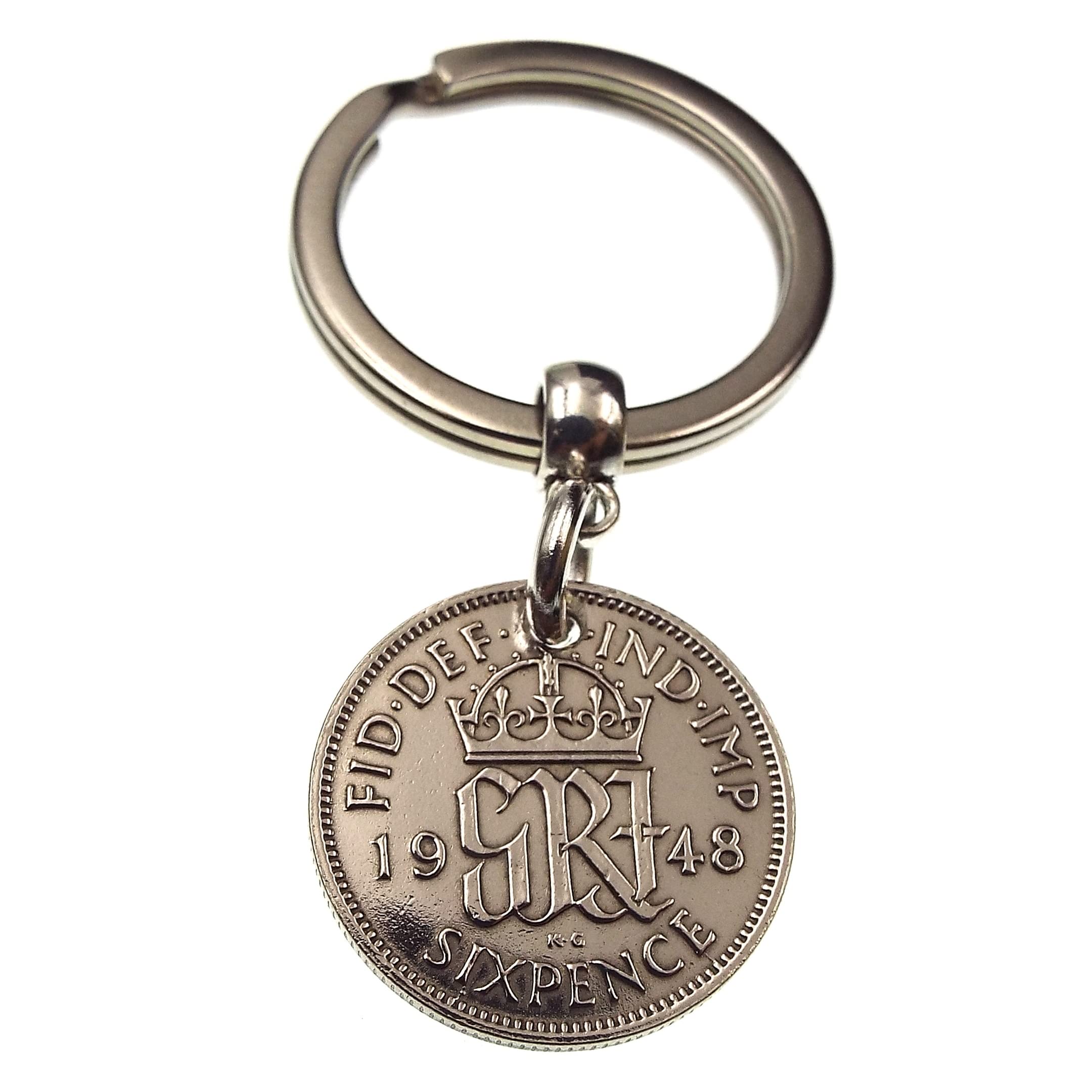 A Silver Dream 1948 Sixpence Coin Keyring