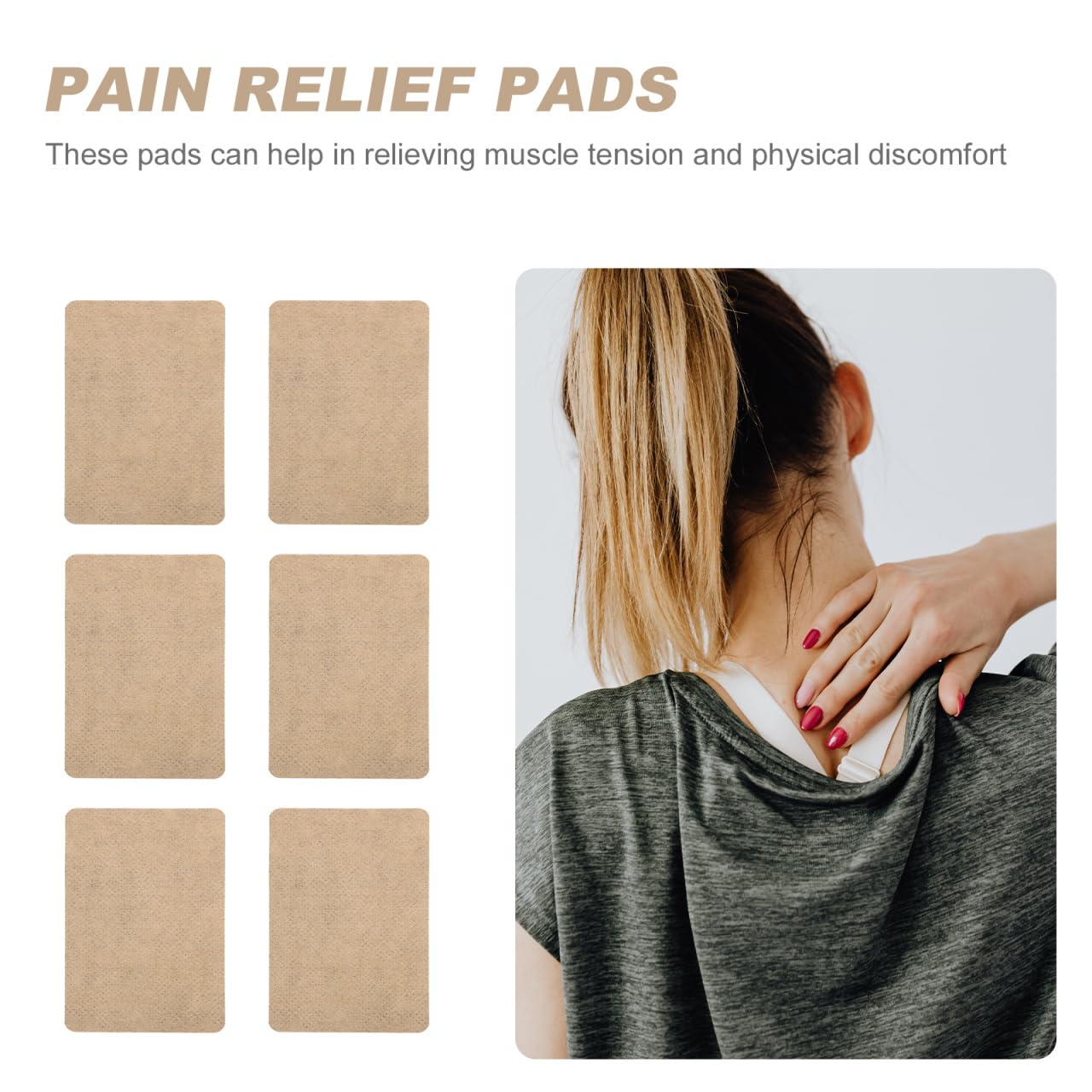 EXCEART 50 Stücke Kräuter Ingwer Pflaster Wärmepflaster Schmerzpflaster Selbsterwärmendes Fußpolster Wärmepads Nacken Schulter Körper Halswirbel Knie Fuß Schmerzlinderung Patch (Hellbraun)