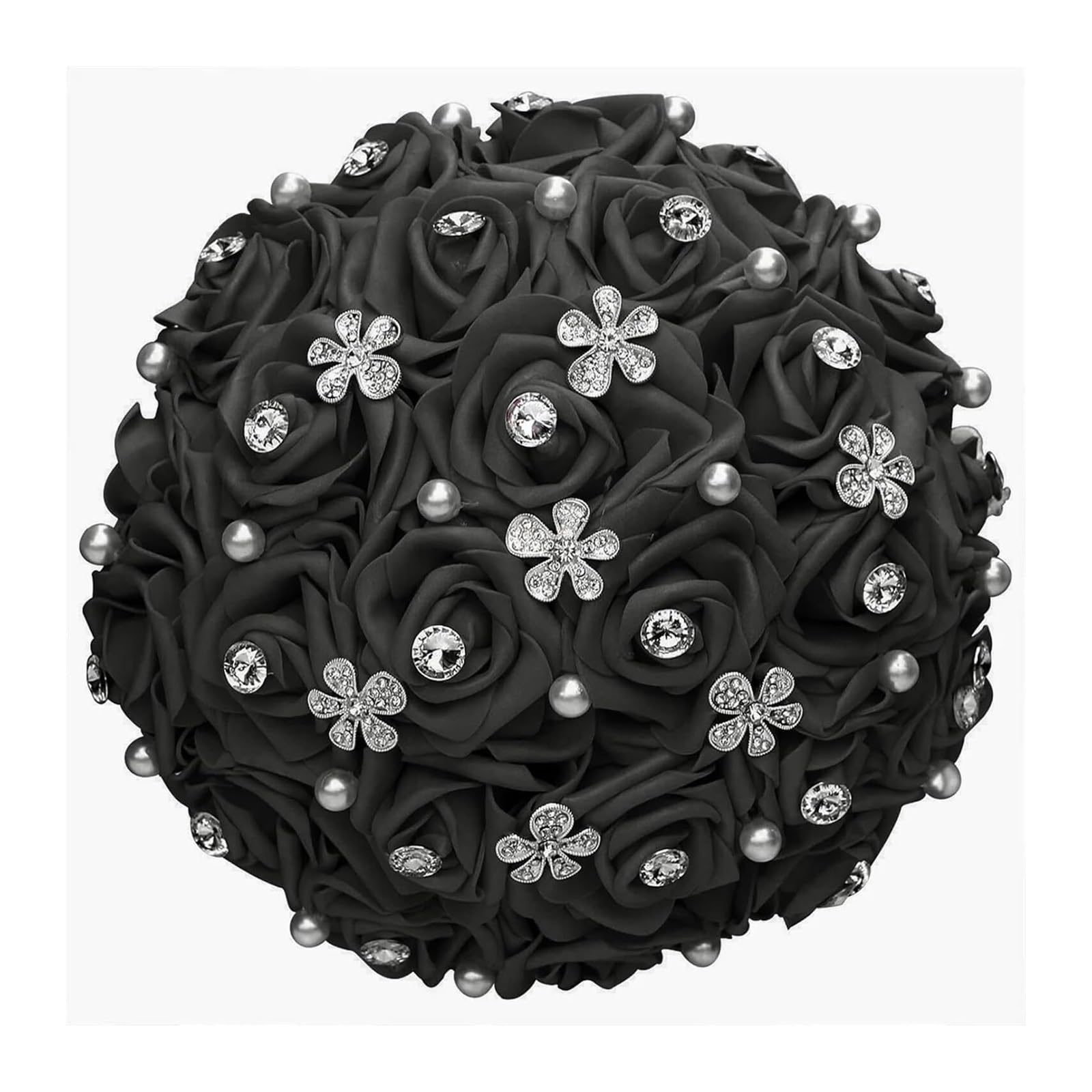 HIFRQVVC Wedding bouquets with handles, Artificial PE Rose Wedding Bouquet Multicolor(Black 20cm)