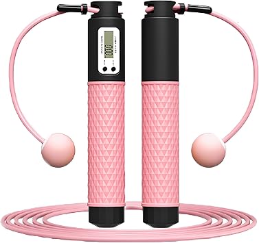 Skipping Rope with Counter,Digital Speed Jump Rope,LCD Display, 3 Display Modes,For Kids Adults Fitness, Adjustable Rope, Weighted & Non-slip Handle for Fitness