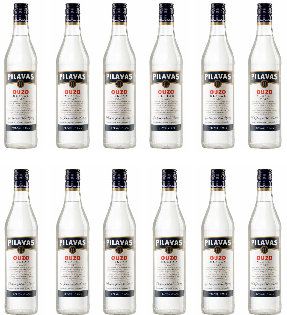 Ouzo Pilavas Nektar 12x 0,7l 40% Vol. | + 20ml Jassas Olivenöl