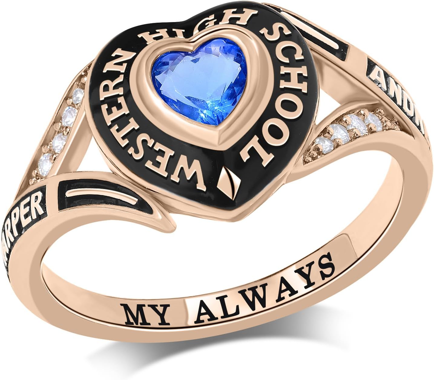 LucySky Custom Class Rings for Women 925 Sterling Silver/Brass Personalized Class Ring with Birthstones High School College University Graduation Rings for Her Graduation Gifts