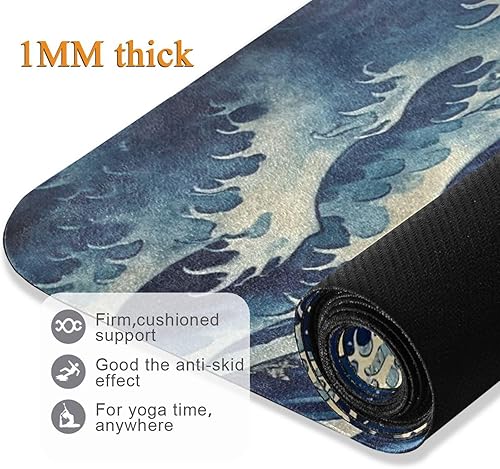 Miniatura 4 de Skull Yoga Mat for Women Men 71" x 26" Non Slip Exercise & Fitness Mat 1mm Thick Workout Mat for Yoga, Pilates, Come with Storage Bag