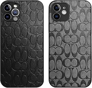 レトロ PU スマホケース 合成皮革 文字Cロゴ コーチ iPhone用ケース 薄型 耐衝撃 高級 保護カバー レンズ保護 滑り止め 指紋防止 傷つけ防止 携帯ケース ワイヤレス充電対応 男女兼用 for iPhone 11/12/13/14/15/16 Pro Max (ブラック,for iPhone 15 Pro)