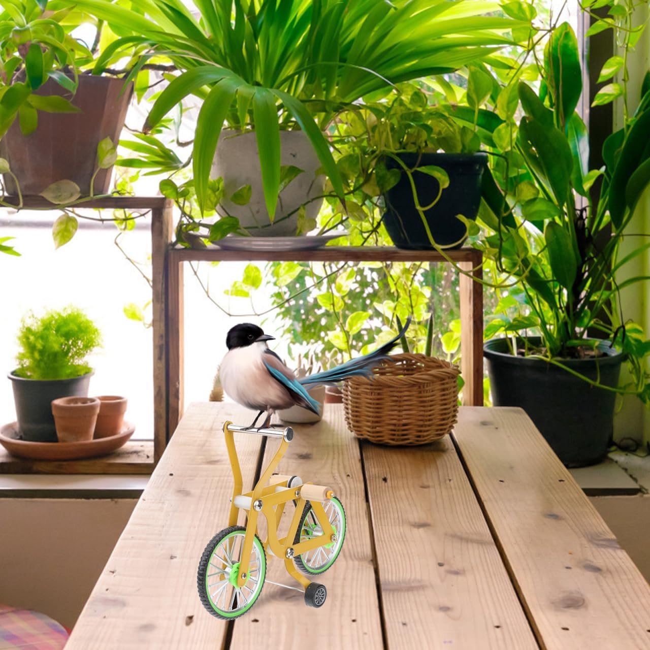 Parrot Bike Toy 6.10In Educational Bird Training Toy Interactive Bicycle for Parrot Exercise and Intelligence Development