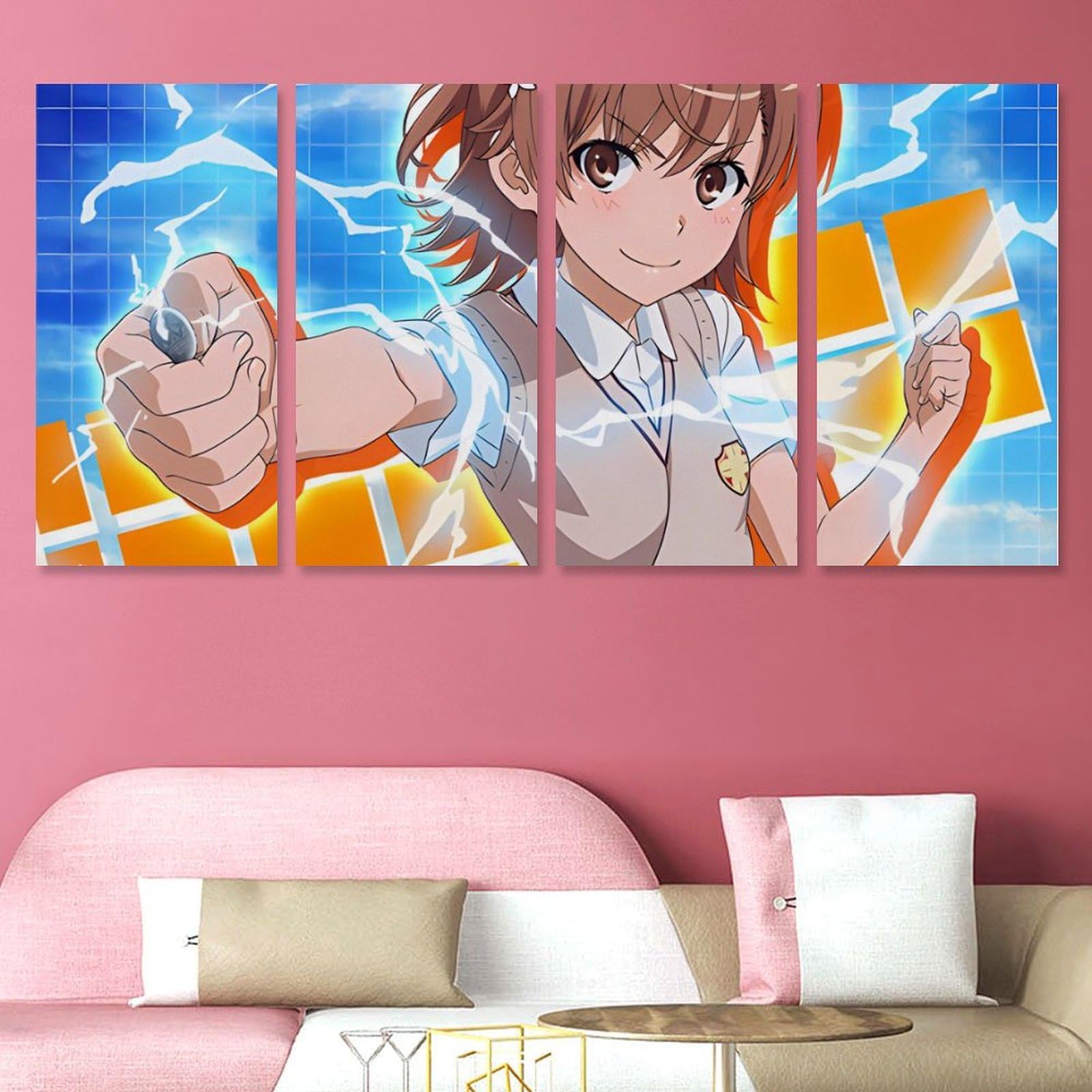 とある科学の超電磁砲 御坂美琴 アートポスター（特大）額縁サイズ約73×50 Amazon.co.jp: 壁絵 とある科学の超電磁砲 御坂美琴 絵画 壁