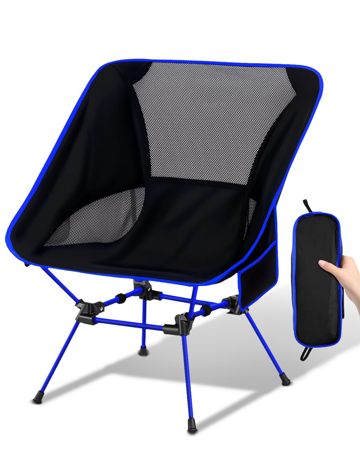 Trongle Lightweight Camping Chair for Adults, Portable Camping Chairs with Pocket & Carry Bag, Durable Foldable Camping Chairs for Outdoor Travel, Backpacking, Hiking, Picnics, Fishing (Blue) โ image 1
