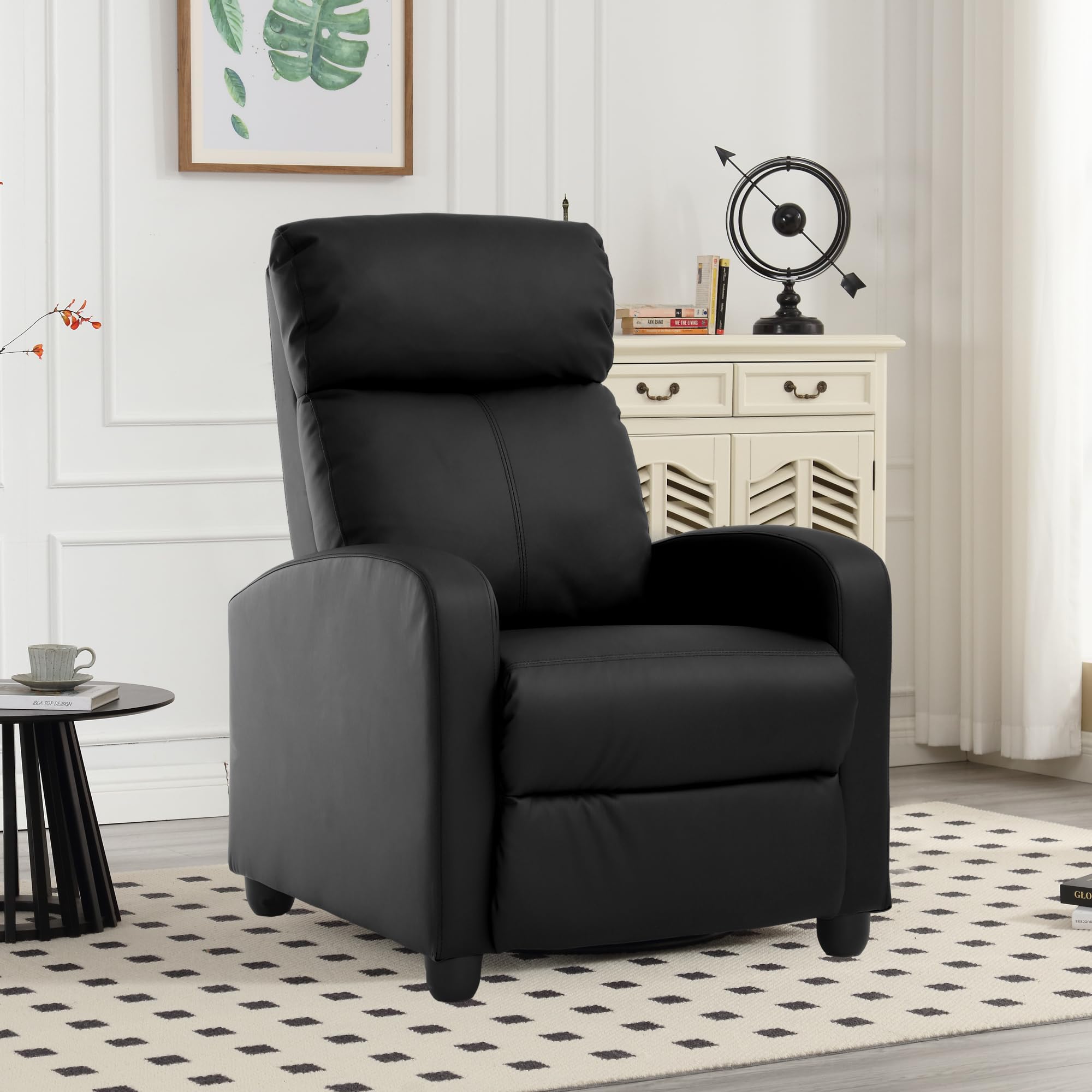 Leather Recliner Chair,Movie Theater Chairs,Single Sofa Chair Pu Leather With Footrest,Wall Hugger Recliners Chairs For Adults,Lounge Chair Indoor