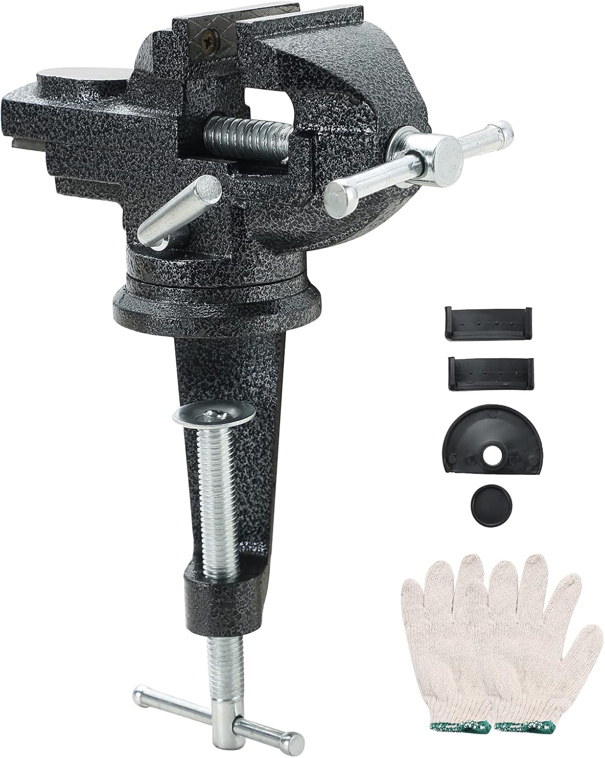 FLKQC Bench Vise 3 Inch Table Vise Heavy Duty 360°Swivel Base Bench