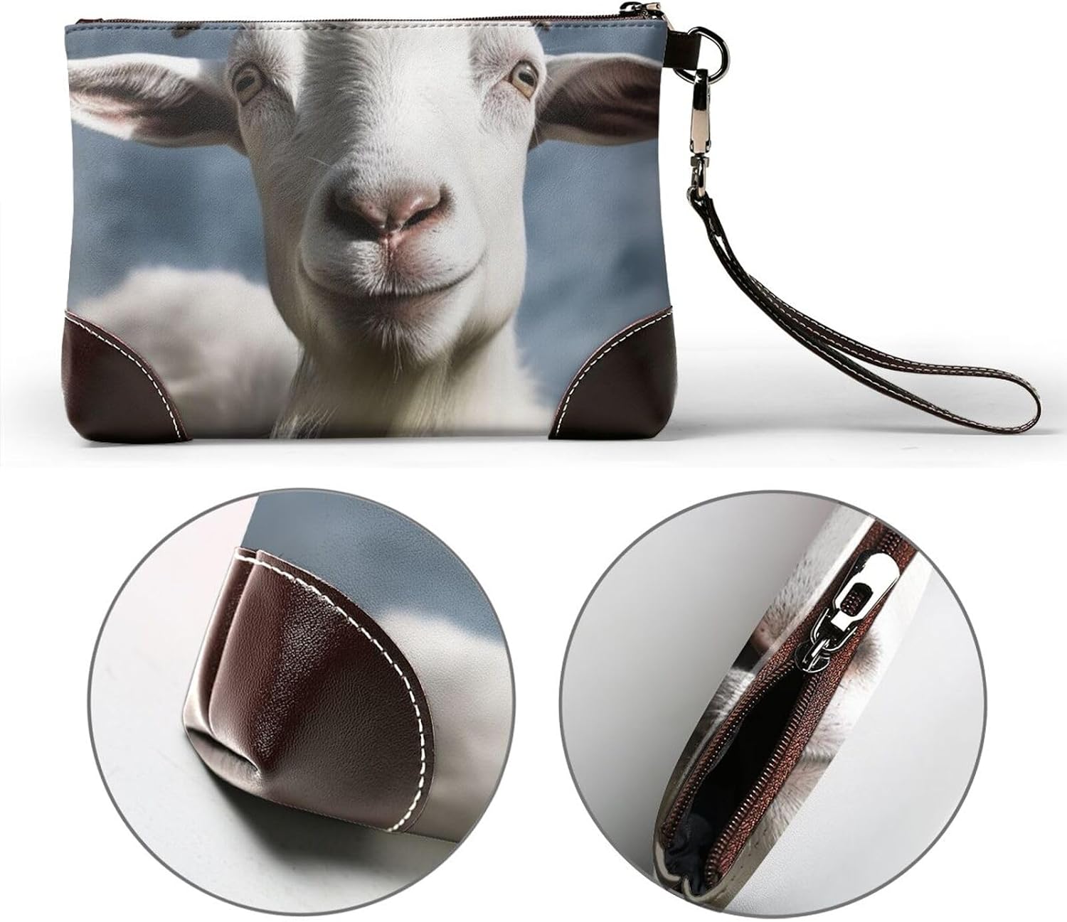 Leather Wristlet Wallet Clutch Purses For Women Ultra-Slim Ladies Handbags Credit Card Holder Goat Wallet Purses Cell Phone Pouch Bag For Party And Prom, Beach Bag