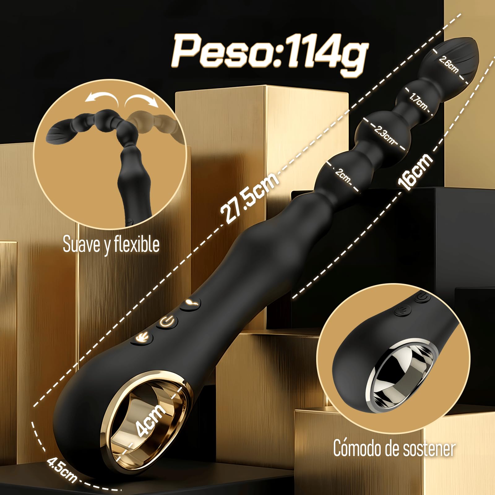 Bolas Anales Vibradoras Masajeador de Próstata Plug Anal Punto G Consolador | Butt Plug Estimulador Clítoris con 7 Modos de Vibración y Función de Calentamiento Juguetes Sexuales Dilatador Vibradorador