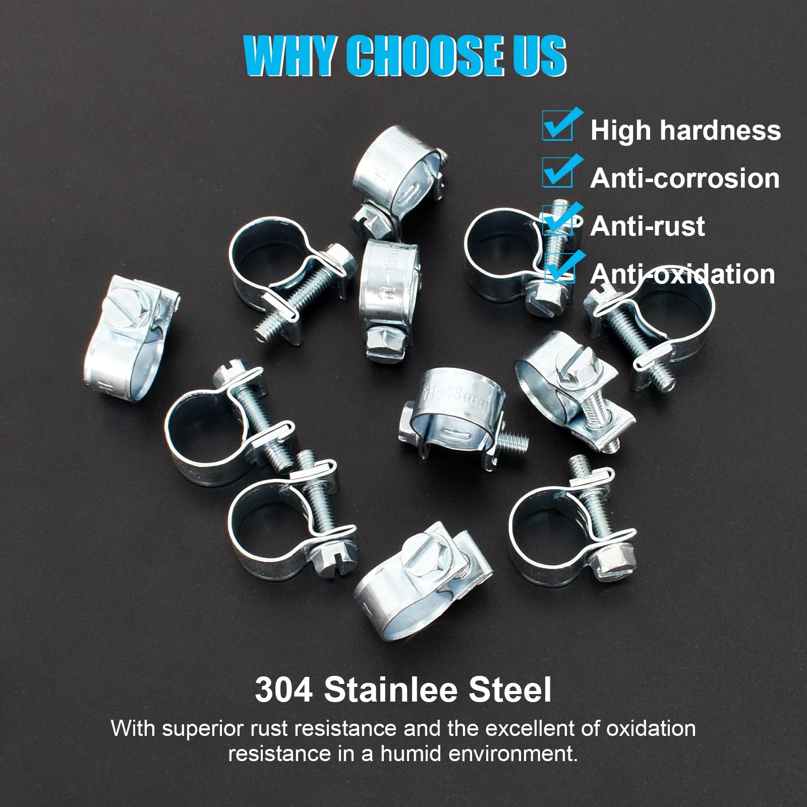 20 Fascette Metalliche Stringitubo Regolabili 8-10mm - Per Tubi Acqua, Carburante E Applicazioni Meccaniche - Foto 9