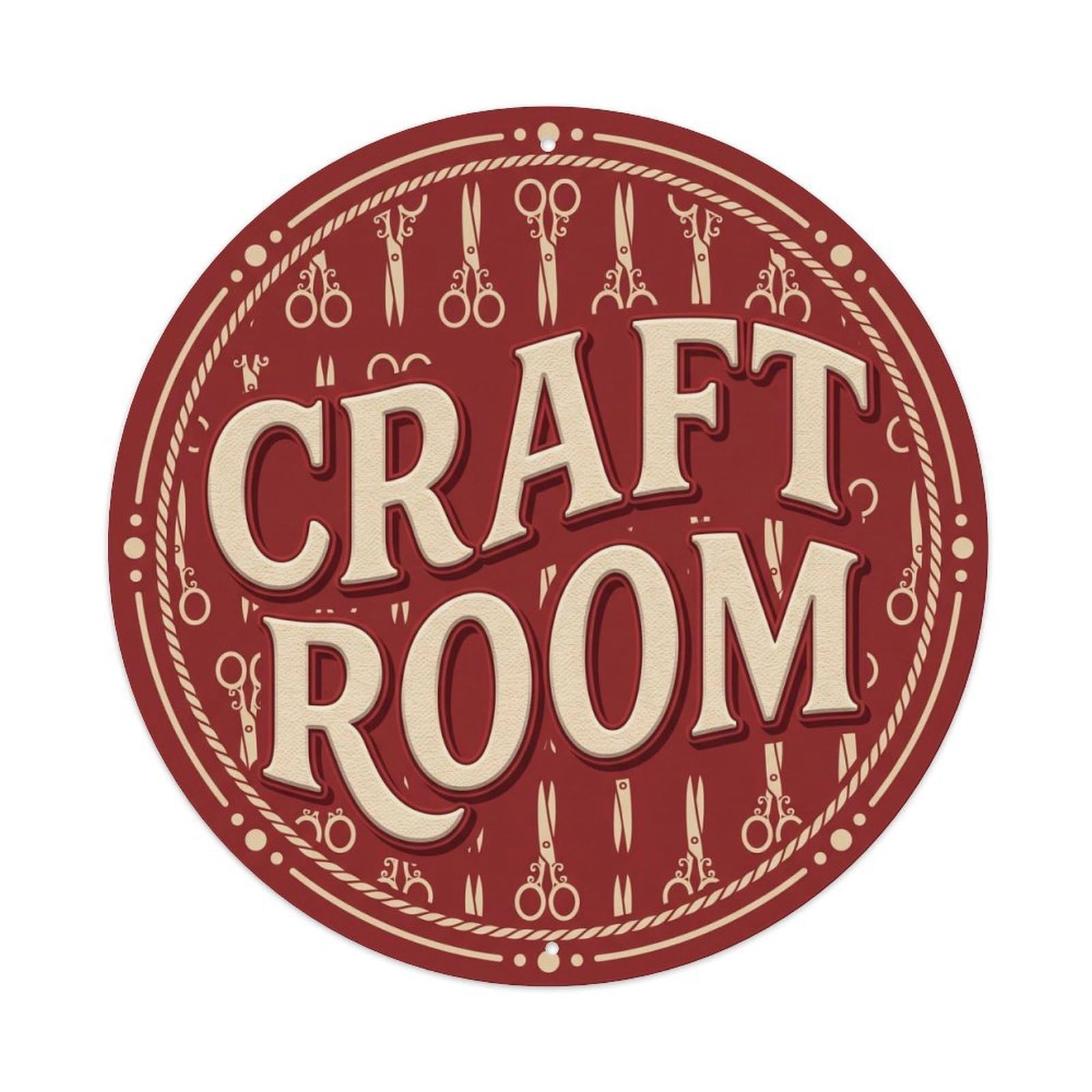 Metal Tin Sign Vintage CraftRoom Text Scissors
