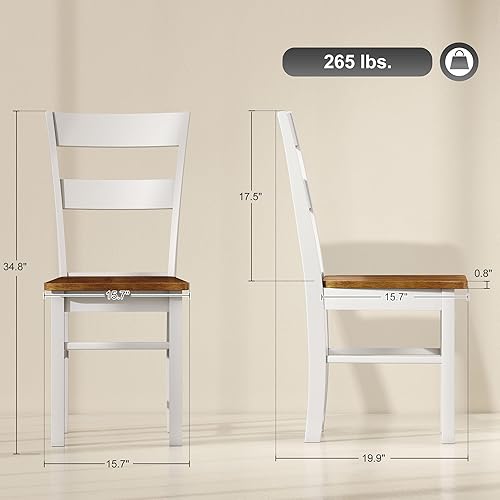 Miniatura 3 de HOMCOM Sillas de comedor, juego de 2 sillas de cocina y comedor con respaldo abierto, asientos de madera de goma para sala de estar y comedor, gris