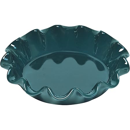 Emile Henry Made In France Blue Stone Ruffled Pie Dish 10.5" X2.5"