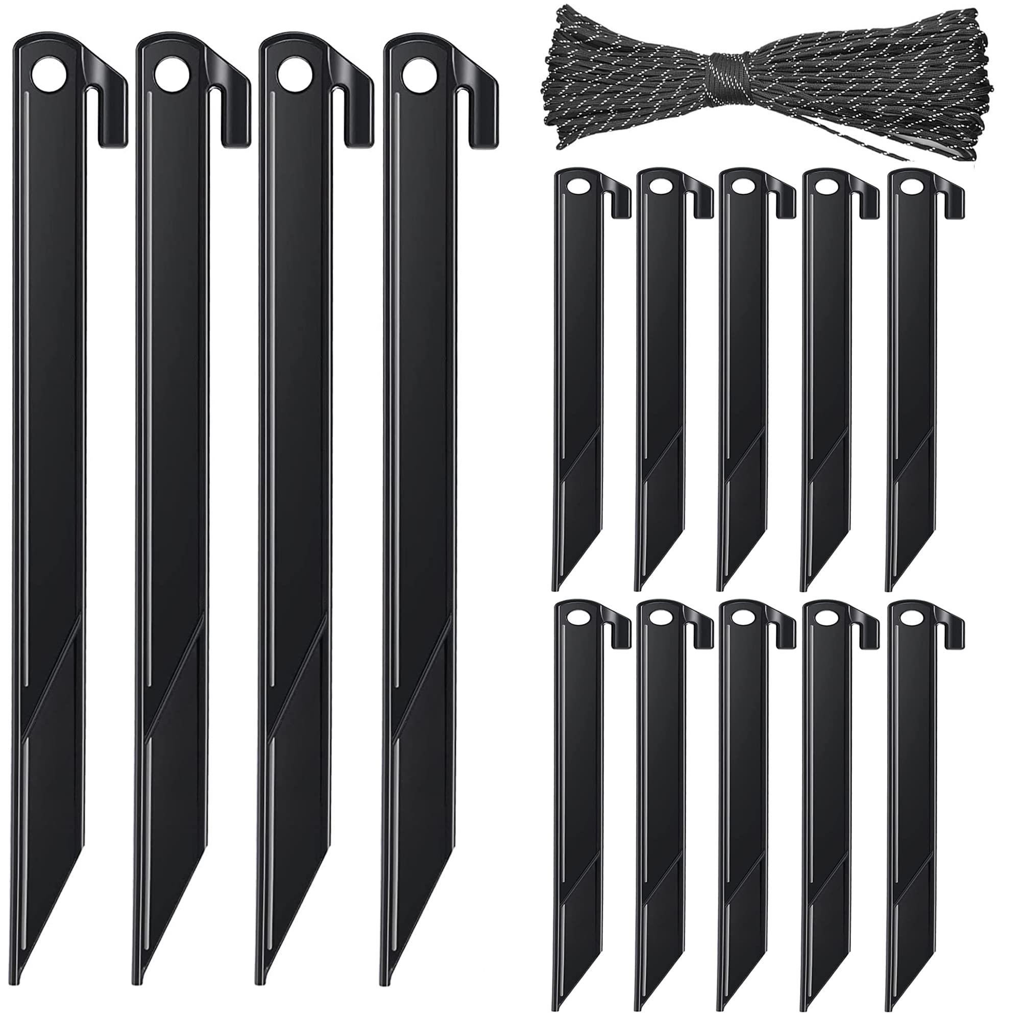 Aoipend 30,5 cm 14 pezzi pali in plastica per gonfiabili con corde riflettenti di ricambio, ancoraggio per esterni per cortile, Halloween, Natale, giardino, campeggio, tenda, albero di sostegno