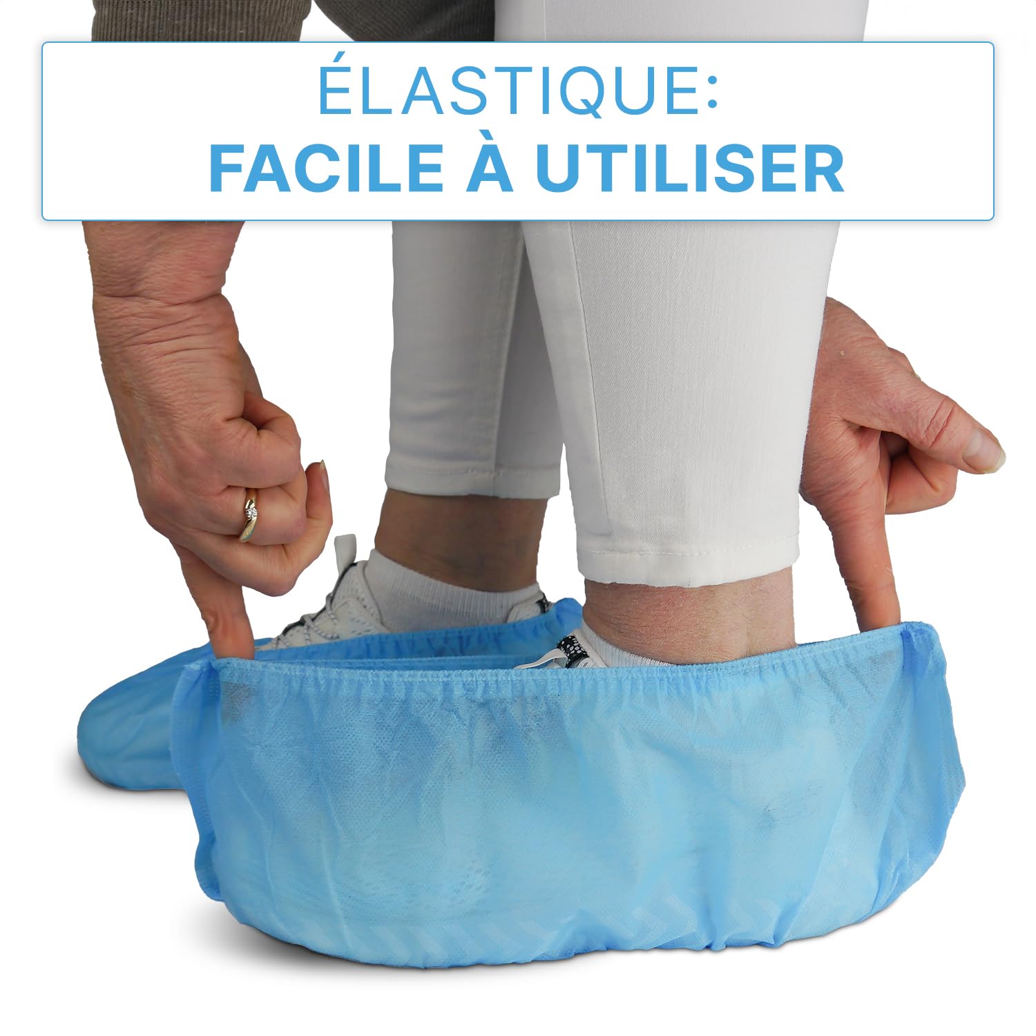 1000 ARNOMED PP couvre-chaussures jetables, couvre-chaussures bleus avec semelle antidérapante, couvre-chaussures antidérapant, couvre-chaussures jusqu'à la taille 47, dimensions : 17x40cm