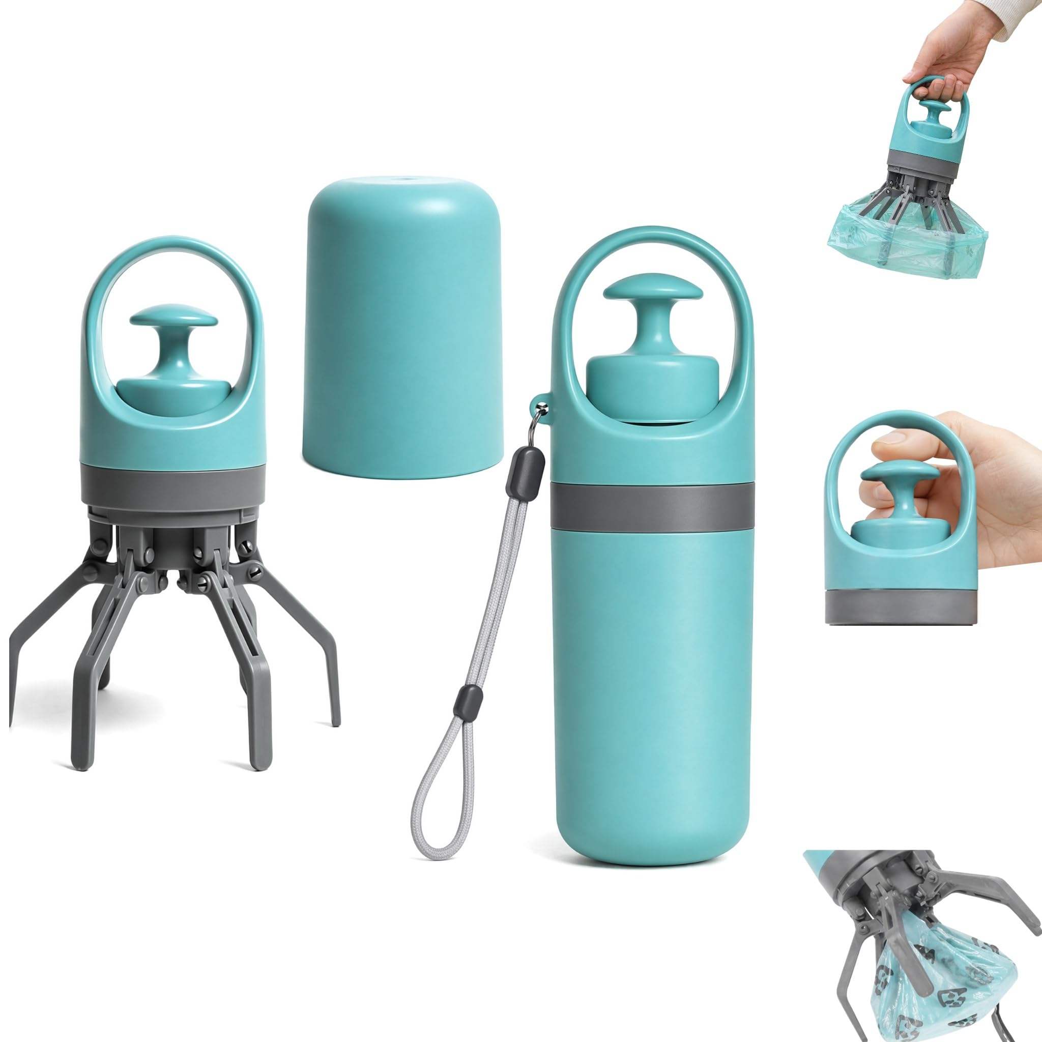 Duzapku Pooper Scooper for Dogs, Portable No Touch Dog Poop Scooper Handheld, Dog Waste Picker With Claw Design, for Small,Medium,and Large Dogs,Easy to Use on Grass,Sand,Hardwood Floors