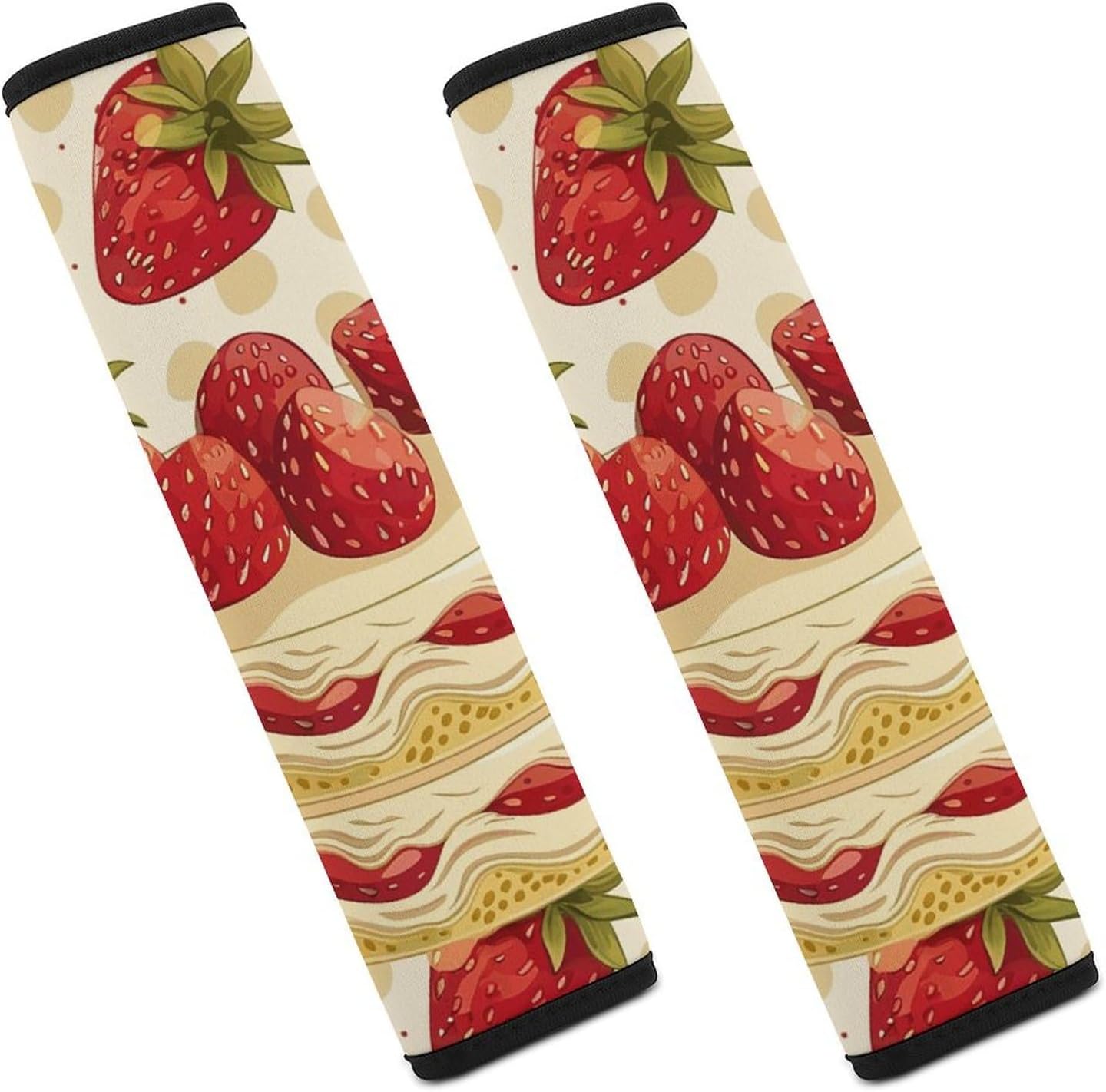 2 PCS Super Soft Car Seat Belt Pad, Cute Strawberries and Cake Printed Waterproof Sweat-Absorbing Seat Belt Covers Backpack Shoulder Pad for All Car Seats Baby Strollers