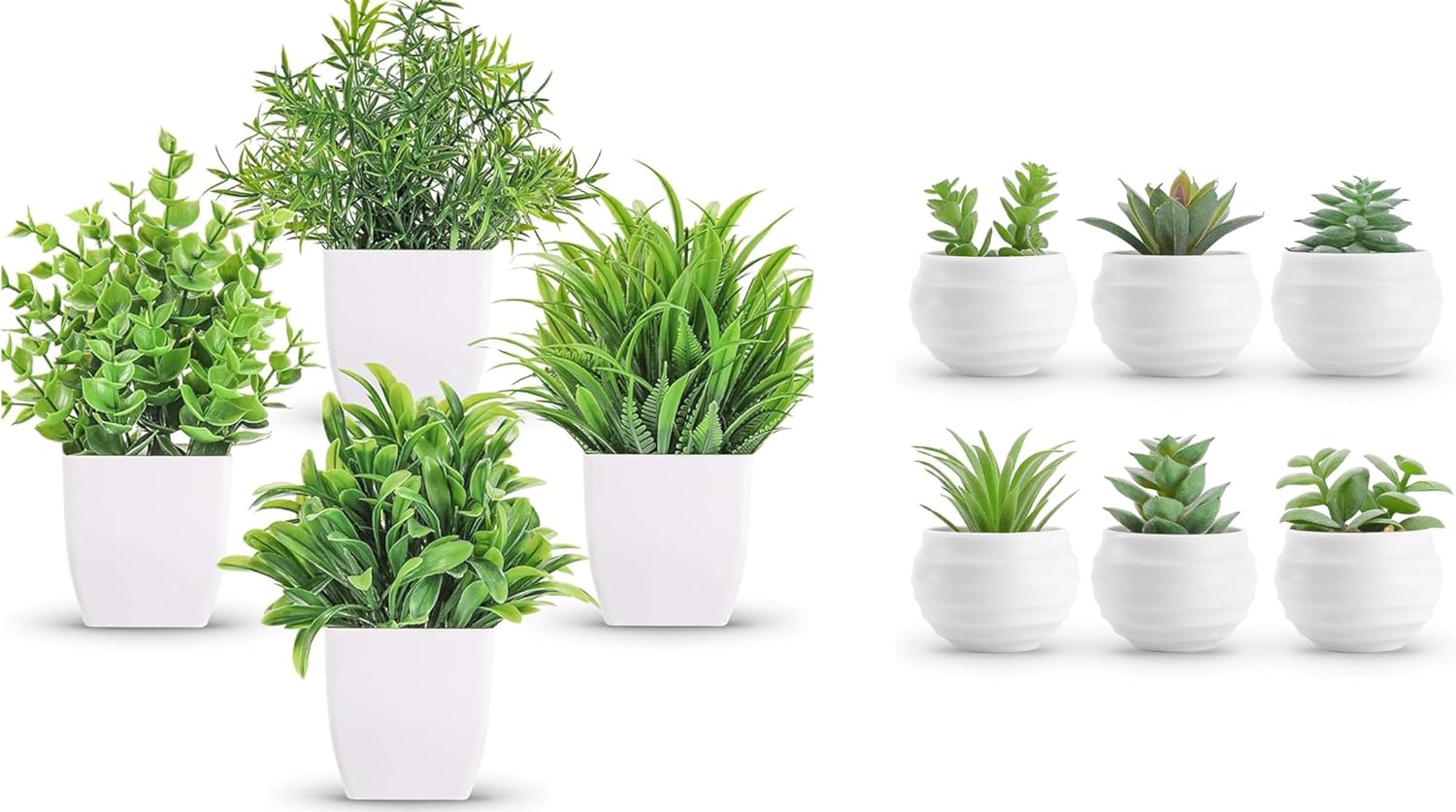 Der Rose Bundle of 4 Packs Small Fake Plants and Set of 6 Succulents Plants Artificial in Pots for Bedroom Aesthetic Living Room Office Shelf Bathroom Decor