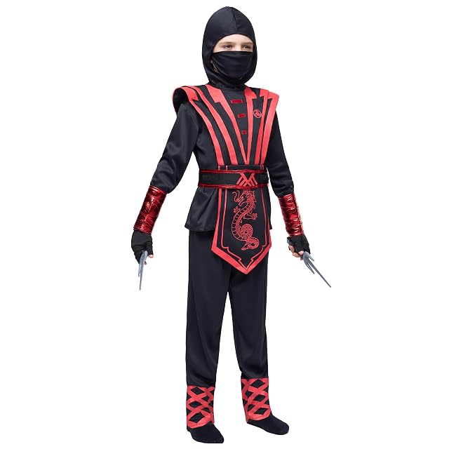 Foto 4 de 7 de Spooktacular Creations Disfraz de Halloween para Niños o Niñas, Disfraz Rojo Ninja Deluxe