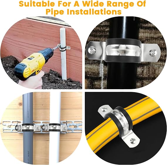 20 Pcs 55 mm Rubber Pipe Strap, Rubber Cushioned Rigid Pipe Strap | Cushioned Conduit Clips for Tube and Wires Fixed Installation